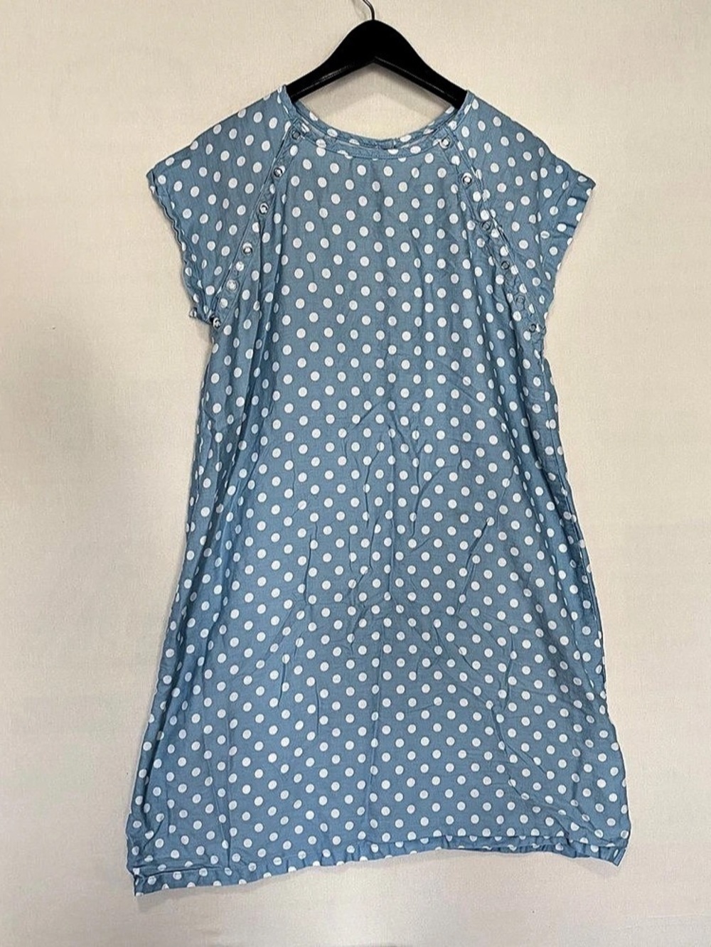Womens Hospital Gown Labor Delivery Dress Nursing Maternity OS BabyBlue Polkadot